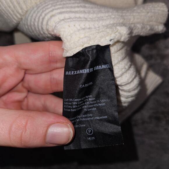 Alexander Wang Open Back Heavy Knit Sweater Ivory Gold Rings Size Medium - Picture 6 of 7